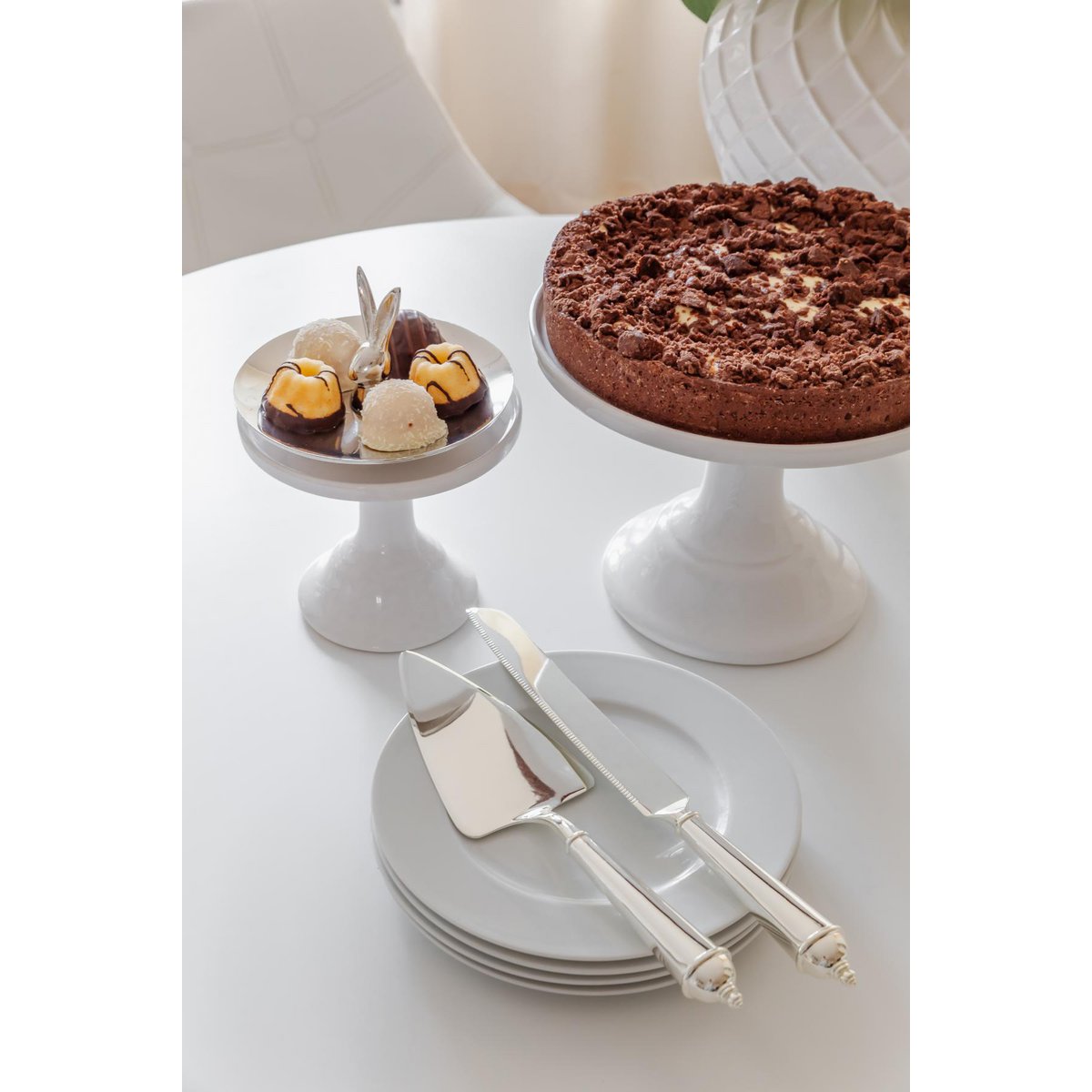 EDZARD taartschep & cakemes, verzilverd, aanslagbestendig, meslengte 32 cm, lifter lengte 28 cm