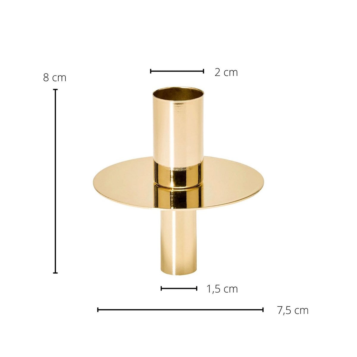 EDZARD flessendop kandelaar, roestvrij staal vernikkeld, goudkleurig, hoogte 8 cm