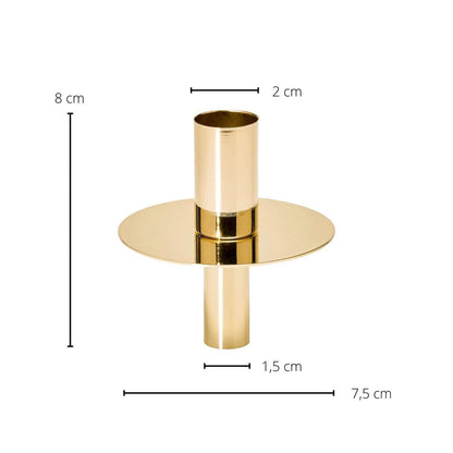 EDZARD flessendop kandelaar, roestvrij staal vernikkeld, goudkleurig, hoogte 8 cm