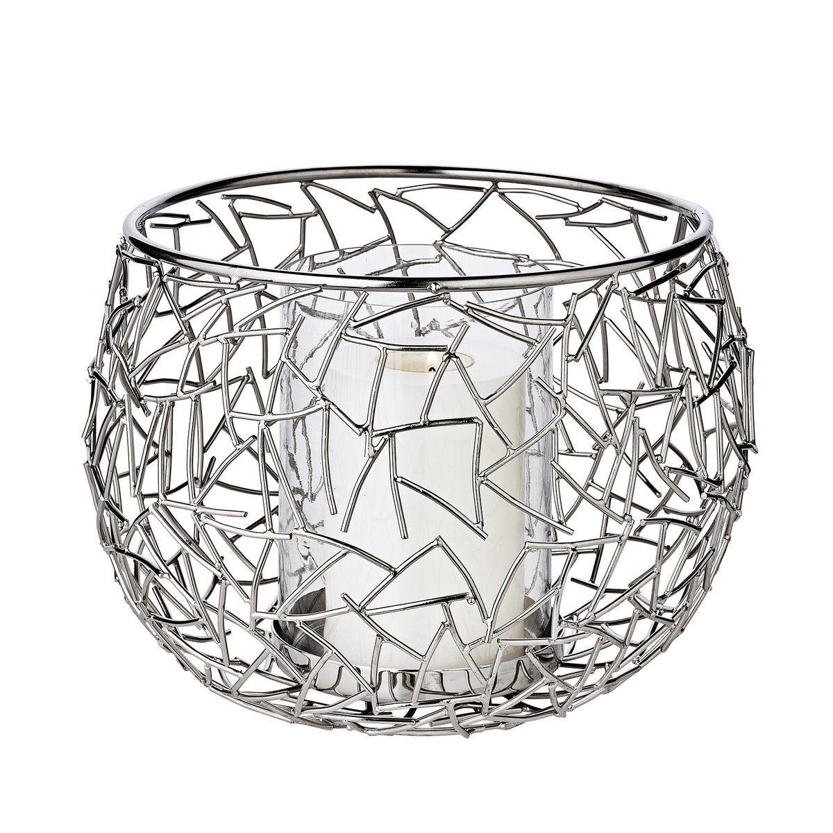 EDZARD lantaarn Milano, roestvrij staal, glanzend vernikkeld, met glas, diameter 27 cm, hoogte 19 cm
