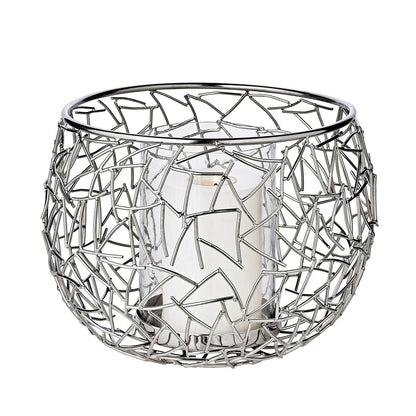 EDZARD lantaarn Milano, roestvrij staal, glanzend vernikkeld, met glas, diameter 27 cm, hoogte 19 cm