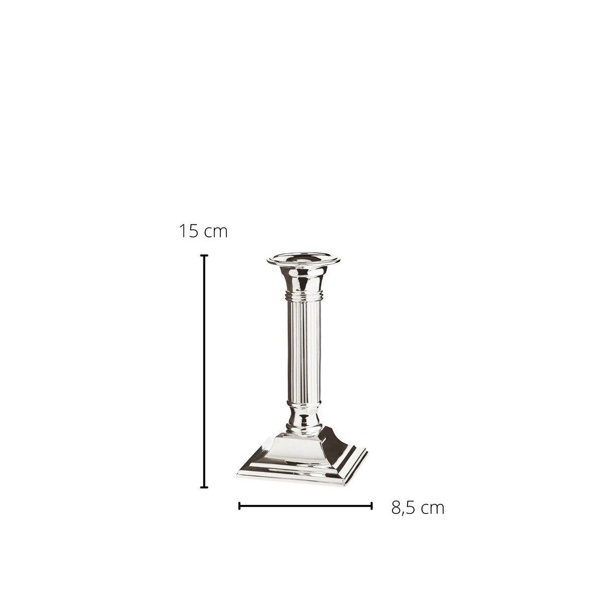 EDZARD kandelaar Lincoln voor stokkenkaarsen, geribbelde schacht, edel verzilverd, aanslag beschermd, H 15 cm