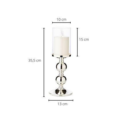EDZARD kandelaar kandelaar Bamboe, elegant verzilverd, aanslagvrij, met glas, hoogte 35,5 cm