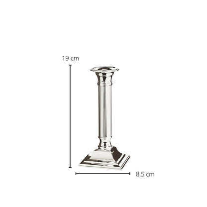 EDZARD kandelaar Lincoln voor stokkenkaarsen, geribbelde schacht, edel verzilverd, aanslag beschermd, H 19 cm