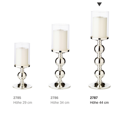 EDZARD kandelaar kandelaar Bamboe, elegant verzilverd, aanslagvrij, met glas, hoogte 43 cm