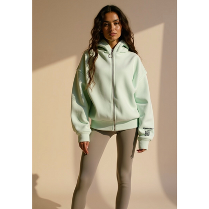 Hoodie met rits "GGBH" - zwart