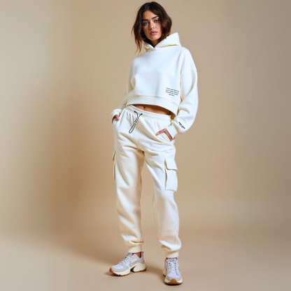 Crop hoodie "TWINTIG JAAR VANAF NU" - Wit