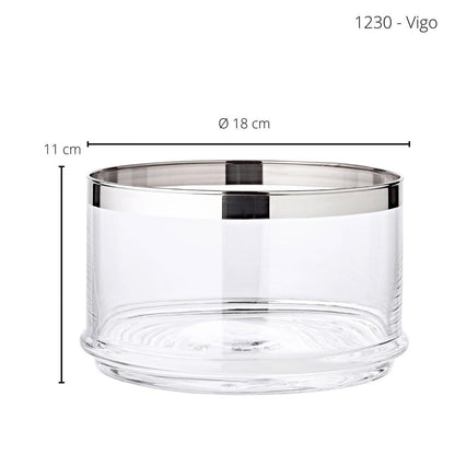 EDZARD glazen pot Vigo, mondgeblazen kristalglas met platina rand, ø 19 cm, hoogte 12 cm