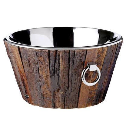 EDZARD champagnekoeler Montgomery, teak, roestvrij staal glanzend vernikkeld, ø 46 cm, H 24 cm, gewicht 7,5 kg