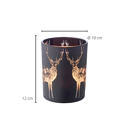 EDZARD theelichthouder Tiu, mat zwart glas, hoogte 13 cm