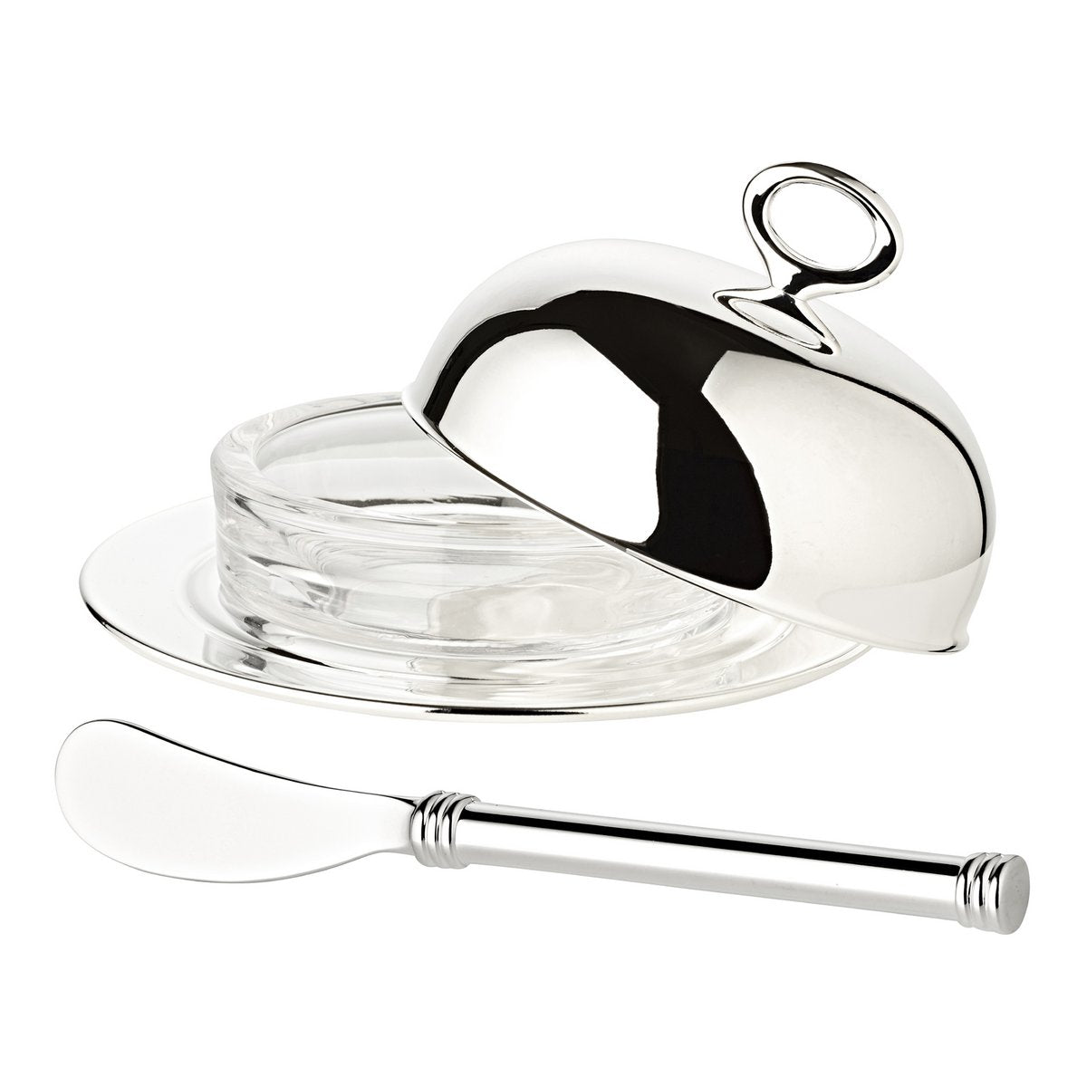 EDZARD botervloot karnen Jago, diameter 14 cm, edel verzilverd, met bijpassend botermes 18 cm