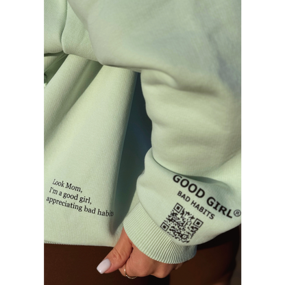 Hoodie met rits "ggbh" - beige