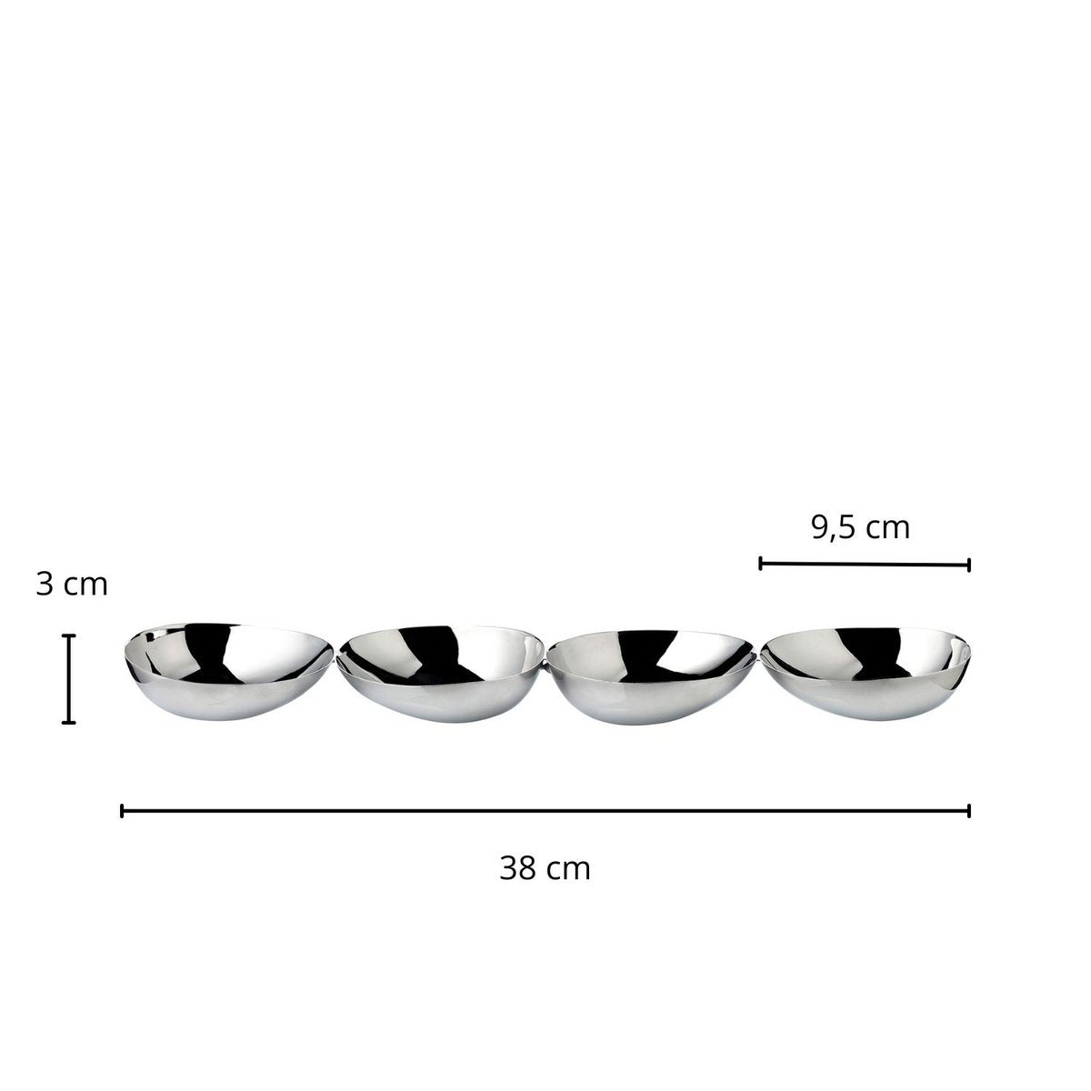 Snack Shell 4-voudig Luma (L 38 cm), roestvrij staal gepolijst
