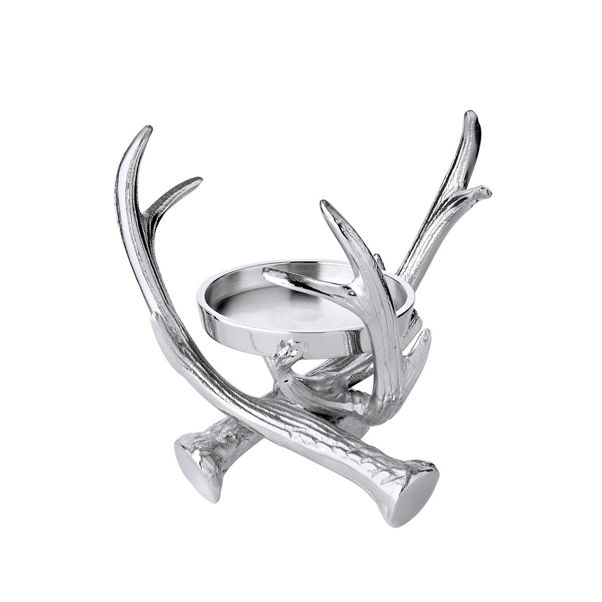Kandelaar Blitu met glas (hoogte 25 cm), aluminium vernikkeld, voor stompkaars ø 8 cm