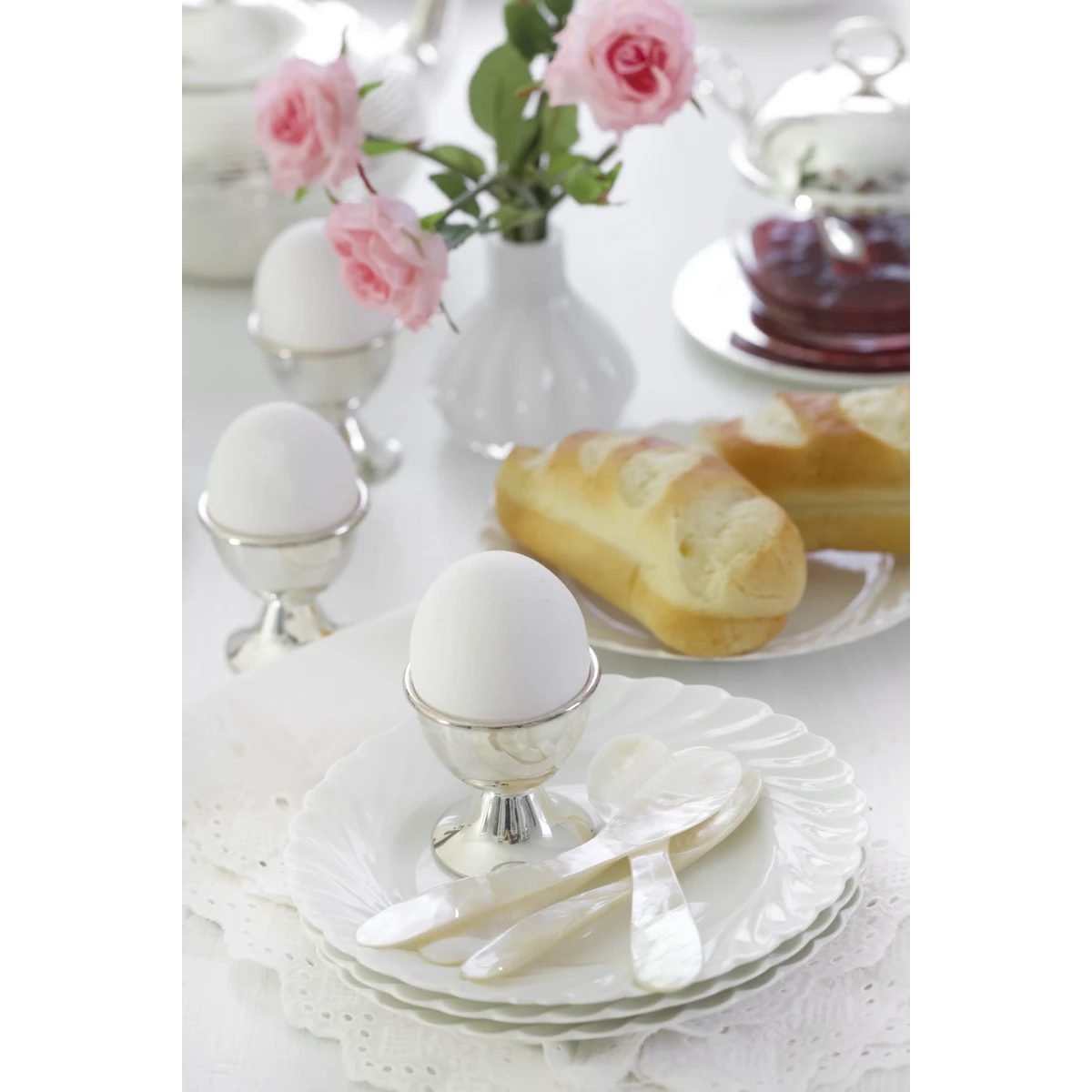 Set van 2 classo eierdopjes (hoogte 5 cm), klassieke vorm, zwaar verzilverd