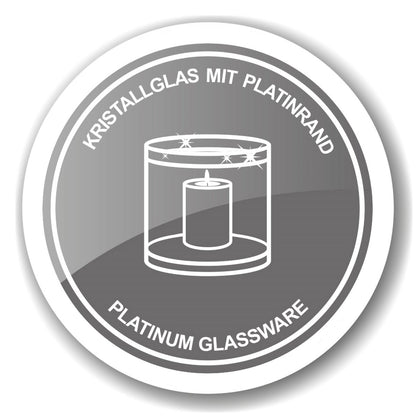 Lantaarn Stella (H 23 cm, ø 9,5 cm), donker kristalglas met platina rand, mondgeblazen