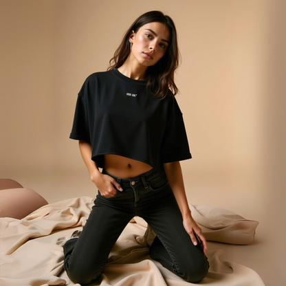 Statement Crop T-shirt "GOED MEISJE - SLECHTE GEWOONTEN" - Weiss