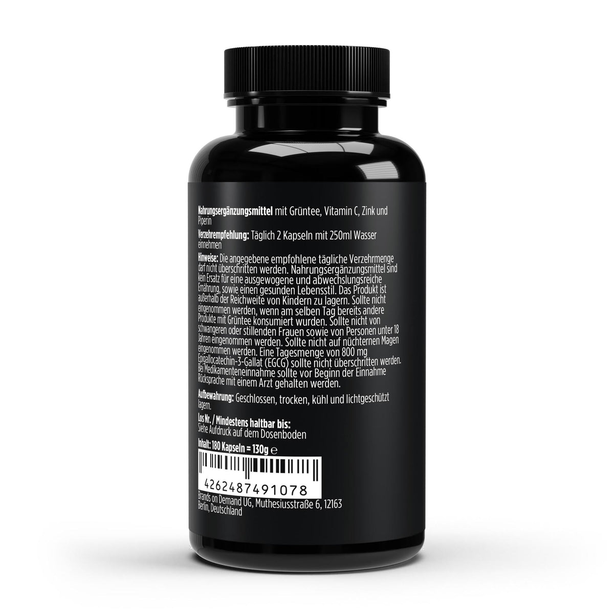 Grüntee Extrakt 1000mg + Zink/C/Piperin - 180 vegane Kapseln