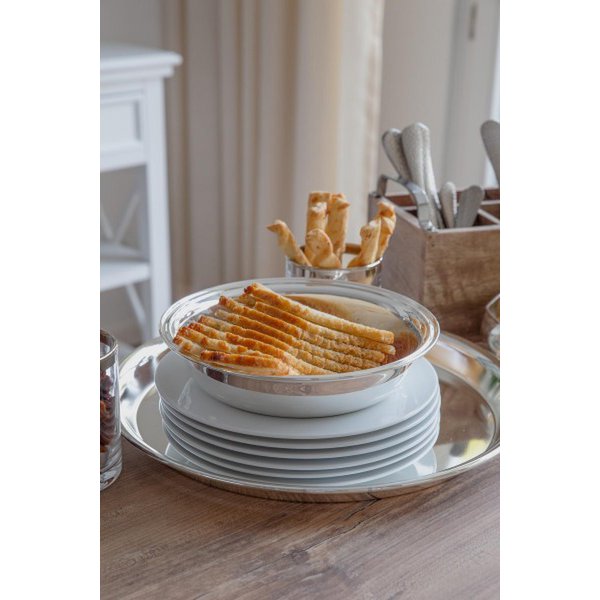 Dienblad EDZARD, dienblad Marlene, rond, roestvrij staal hoogglans gepolijst, diameter 34 cm