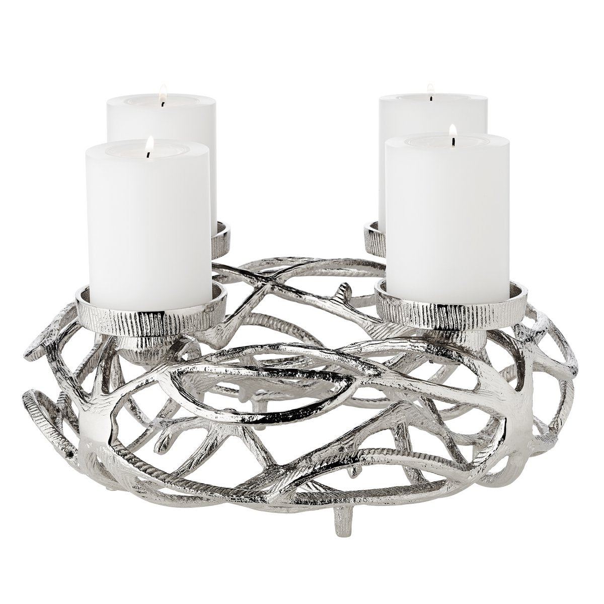 EDZARD Adventskrans Bernd, diameter 29 cm, aluminium vernikkeld, zilverkleurig, voor kaarsen ø 6 cm