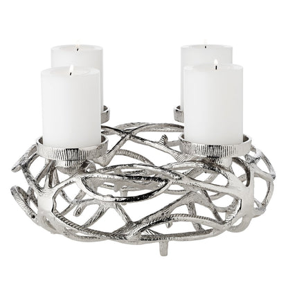EDZARD Adventskrans Bernd, diameter 29 cm, aluminium vernikkeld, zilverkleurig, voor kaarsen ø 6 cm