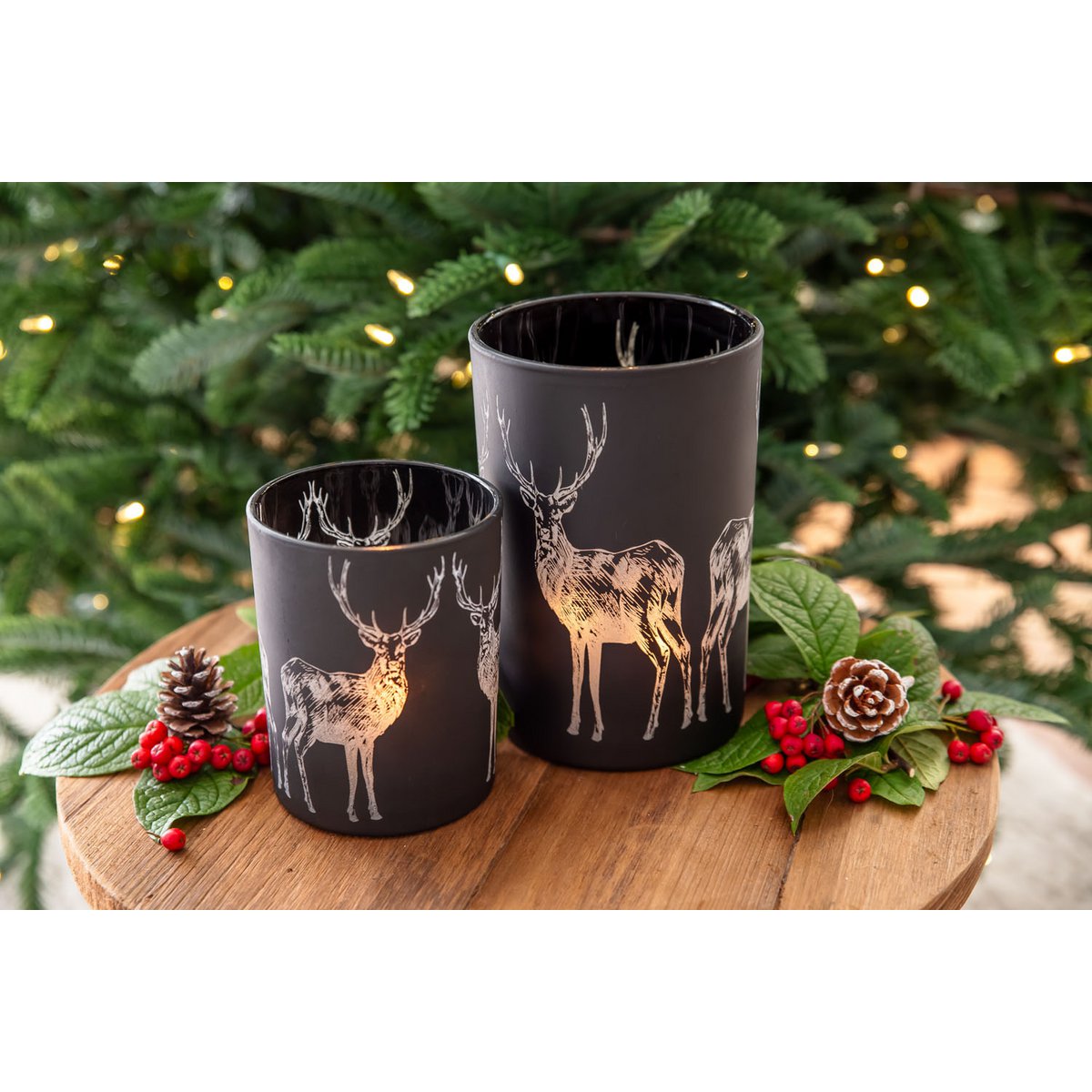 EDZARD theelichthouder Tiu, mat zwart glas, hoogte 13 cm