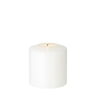 Cornelius Double Pine permanente kaars (hoogte 9 cm, Ø 8 cm), wit, hittebestendig tot 90°