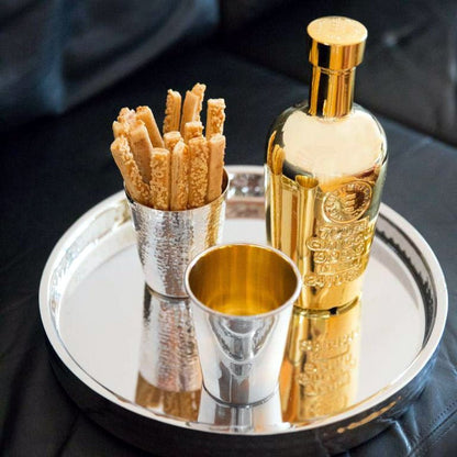EDZARD drinkbeker zilveren beker Salta, zwaar verzilverd, binnenkant goud look (gepolijst messing), hoogte 12 cm