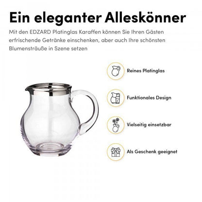 EDZARD kan Olivia, mondgeblazen kristalglas met platina rand, hoogte 17 cm, inhoud 1,5 liter