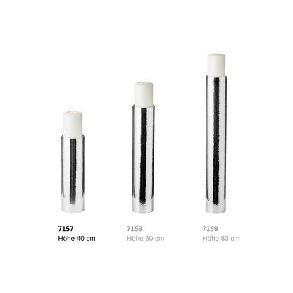 EDZARD kandelaar Boston voor kaars diameter 10 cm, gehamerd, RVS glanzend vernikkeld, H 40 cm
