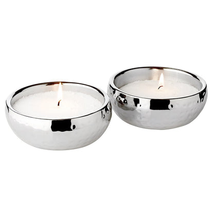 EDZARD set van 2 Pluto kommen, hoogglans gepolijst roestvrij staal, buitenkant gehamerd, diameter 12 cm