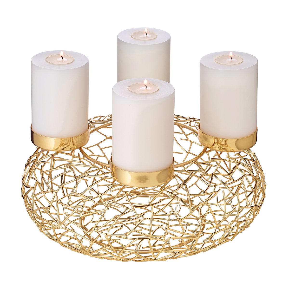 EDZARD Adventskrans Milano, roestvrij staal, goud look, diameter 34 cm