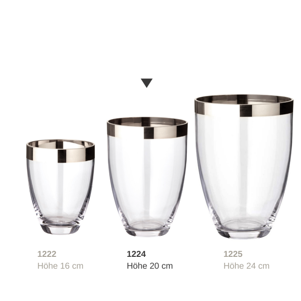 EDZARD Vaas Charlotte, mondgeblazen kristalglas met platina rand, hoogte 20 cm, diameter 15 cm