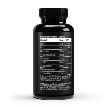 Grüntee Extrakt 1000mg + Zink/C/Piperin - 180 vegane Kapseln
