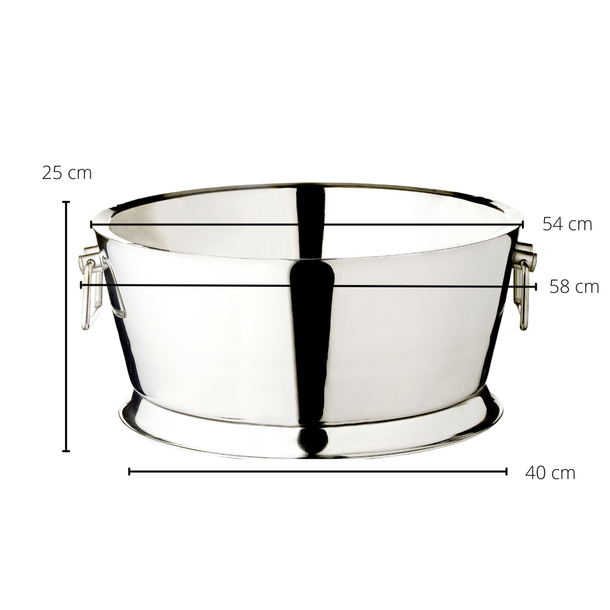 EDZARD Michigan champagnekoeler met handvatten, hoogglans gepolijst roestvrij staal, dubbelwandig, ø 53 cm, H 24 cm