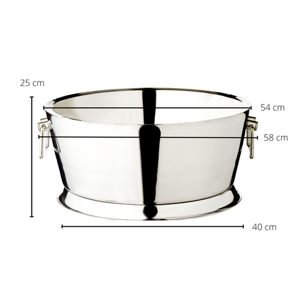 EDZARD Michigan champagnekoeler met handvatten, hoogglans gepolijst roestvrij staal, dubbelwandig, ø 53 cm, H 24 cm