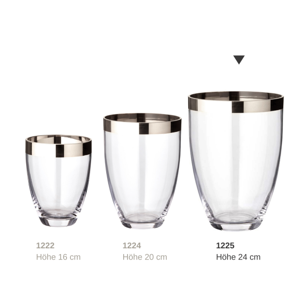 EDZARD Vaas Charlotte, mondgeblazen kristalglas met platina rand, hoogte 24 cm, diameter 19 cm