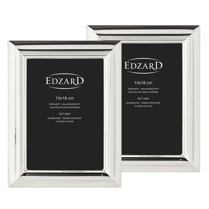 EDZARD Set van 2 fotolijsten Florence voor foto 13 x 18 cm, edel verzilverd, aanslag beschermd, met 2 hangers