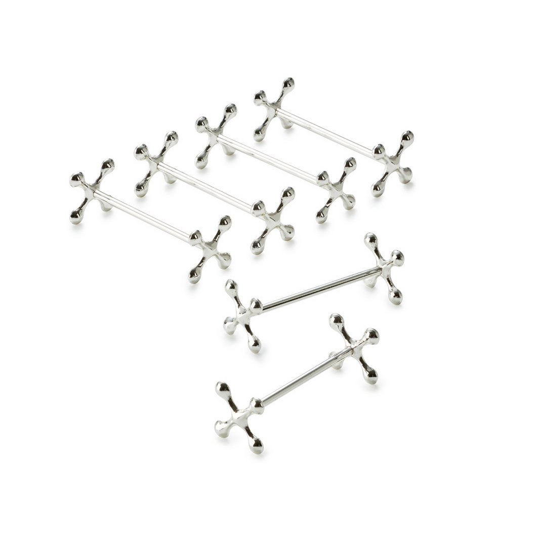 EDZARD set van 6 messteun messteun kruis, edel verzilverd, aanslag beschermd, lengte 7 cm