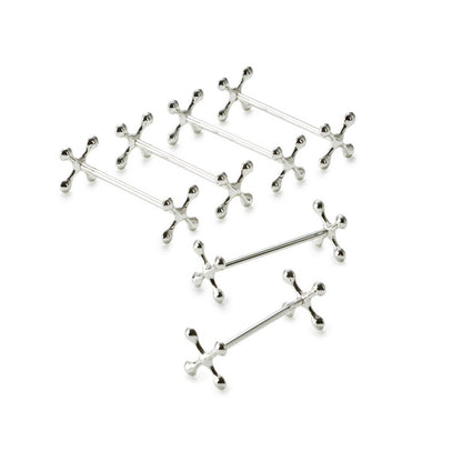 EDZARD set van 6 messteun messteun kruis, edel verzilverd, aanslag beschermd, lengte 7 cm