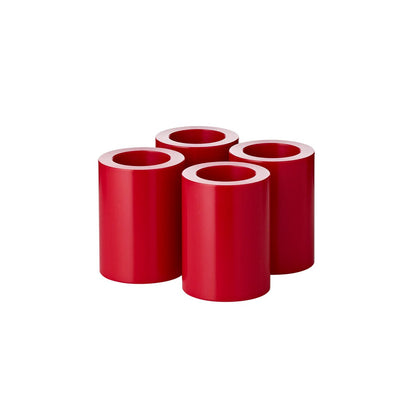Edzard 4 Set theelichthouder Cornelius rood Ø 6 cm H 8 cm, winterse houder hittebestendig 90 °