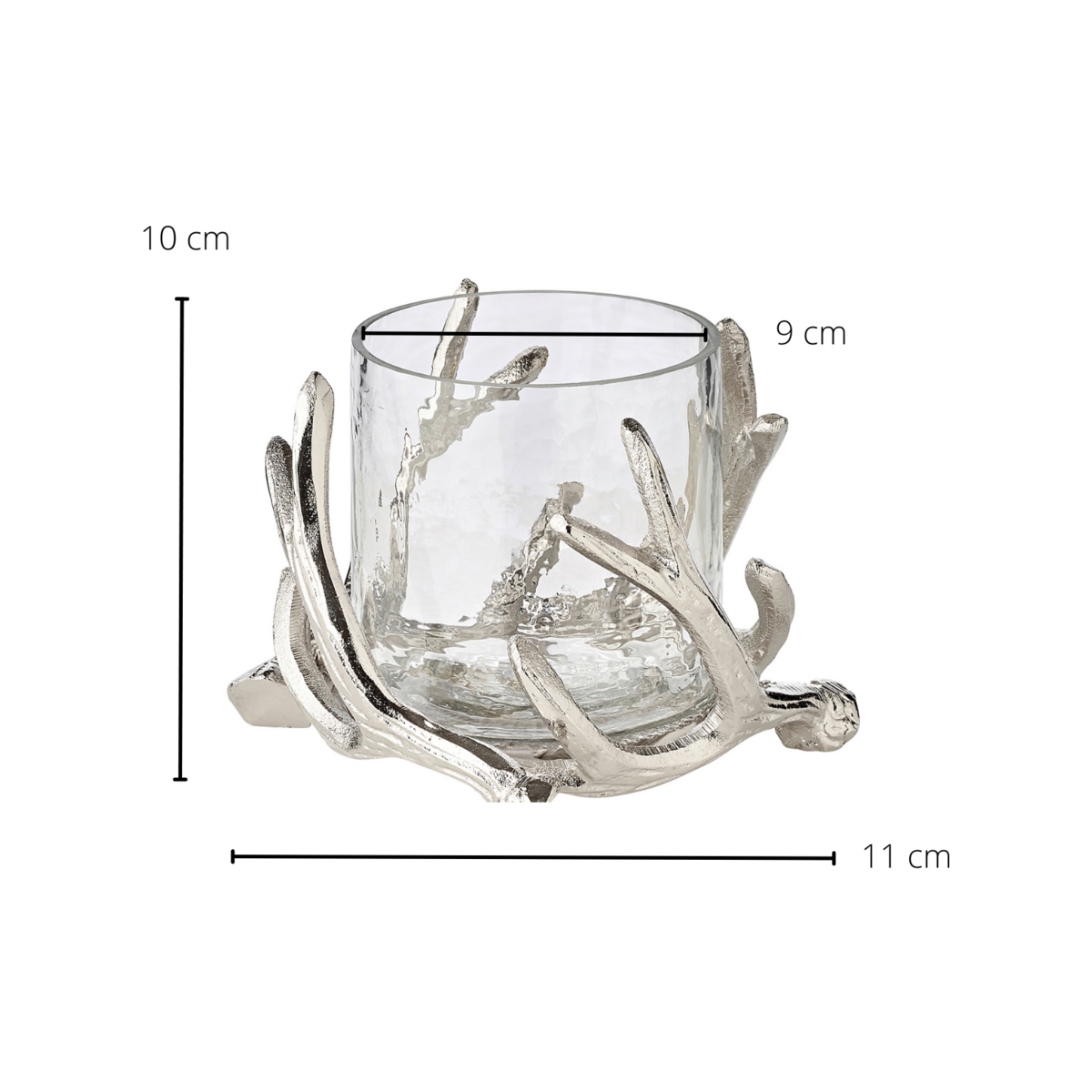 EDZARD lantaarn Kingston, gewei-design, aluminium, zilverkleurig, met glas, hoogte 13 cm, ø 15 cm