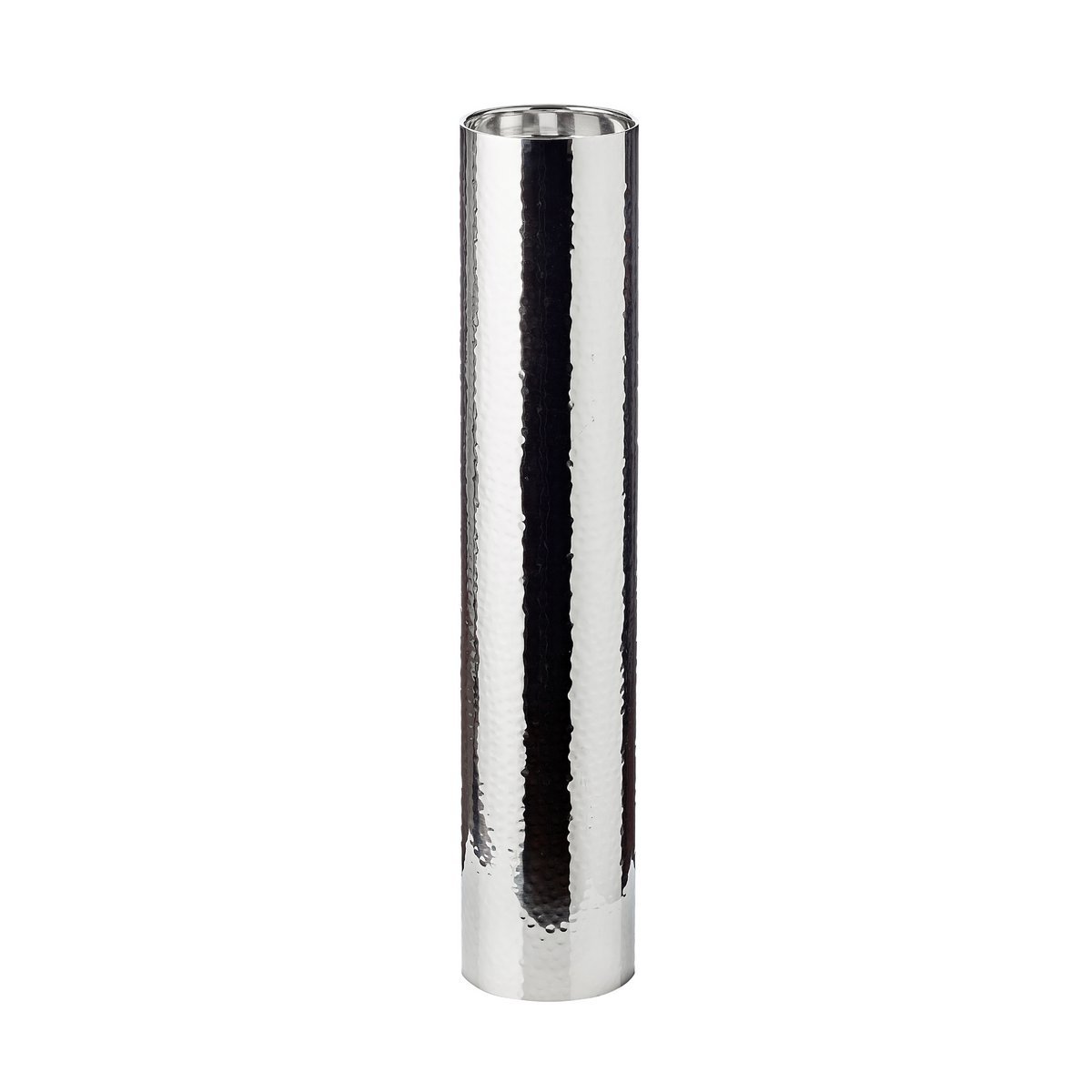 EDZARD kandelaar Boston voor kaars diameter 10 cm, gehamerd, RVS glanzend vernikkeld, H 60 cm
