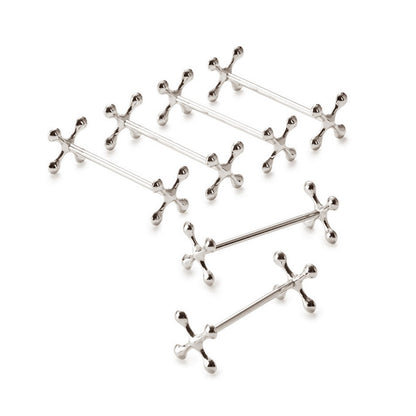 EDZARD set van 6 messteun messteun kruis, edel verzilverd, aanslag beschermd, lengte 7 cm