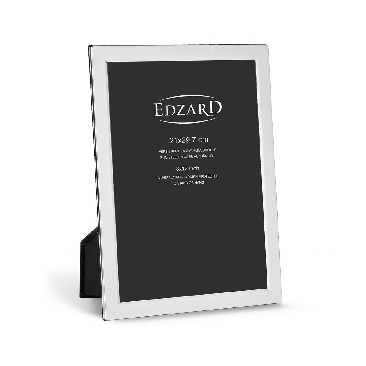 EDZARD Salerno fotolijst voor foto's (DIN A4 - 21 x 29,7 cm), elegant verzilverd, aanslagvrij, 2 hangers