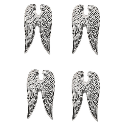 EDZARD set van 4 kandelaars kandelaars vleugels vleugels, aluminium vernikkeld, hoogte 7 cm