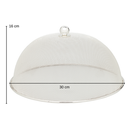 Beschermkap Classic (ø 30 cm, H 16 cm), edel verzilverd, aanslagbestendig, vliegenkap voor eetscherm