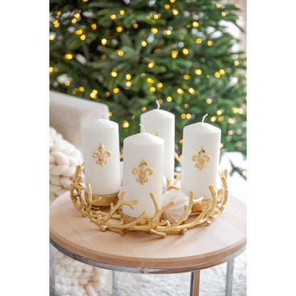 EDZARD Adventskrans Porus, gewei-design, vernikkeld aluminium, goudkleurig, diameter 42 cm