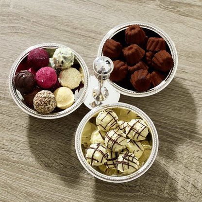EDZARD triplet bowl triple bowl snack bowl Perla, zwaar verzilverd, diameter 21 cm