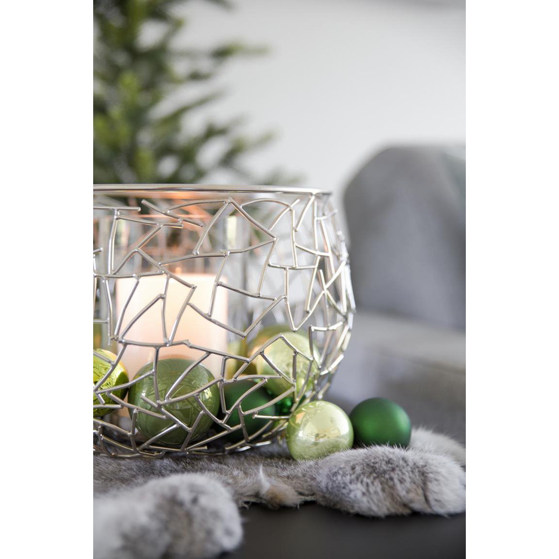 EDZARD lantaarn Milano, roestvrij staal, glanzend vernikkeld, met glas, diameter 27 cm, hoogte 19 cm